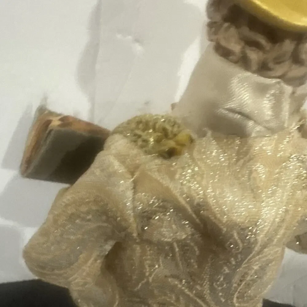 Vintage Christmas Caroler Man Doll Gold Outfit Song Book Holiday Decoration